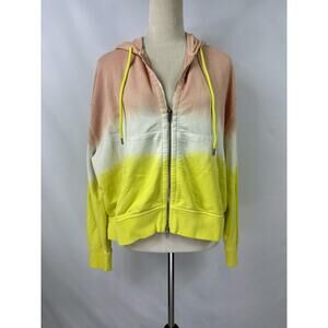 ATM Anthony Thomas Melillo Hoodie Sweatshirt Peach White Yellow XS S Pockets